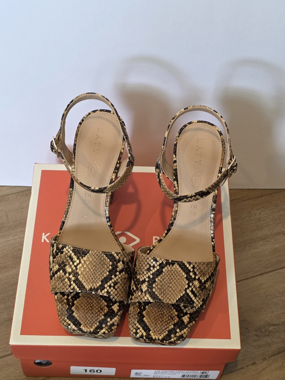 Katy Perry Collections Snake Print Tan Ankle-Strap Sandals